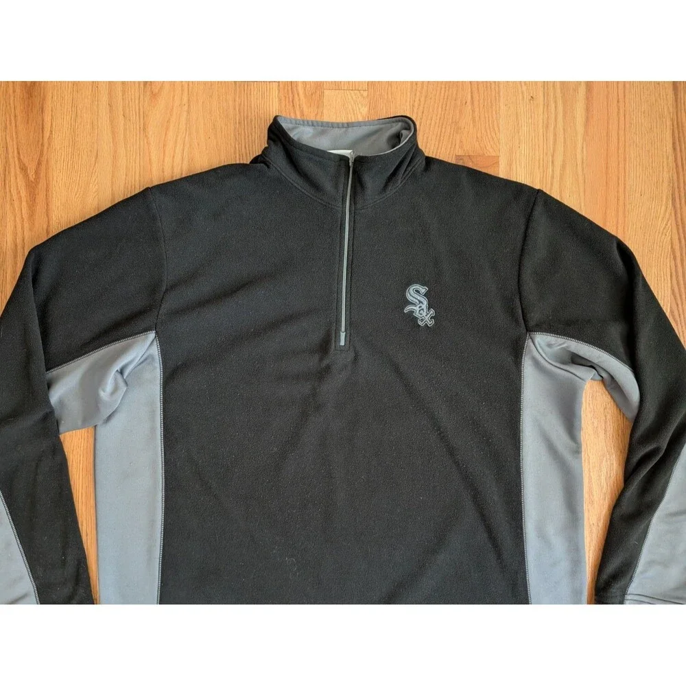 Chicago White Sox Fleece Pullover Mens XL Black 1/4 Zip Long Sleeve Majestic